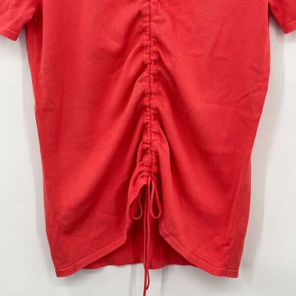 The Look Randolph Duke Ruched Drawstring Short Sleeve Sweater Coral Womens XS - Picture 7 of 8